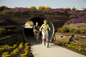 Couple on Bicycles and Bicycle Tunnel