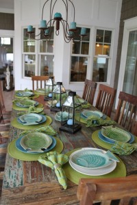 Dining room with table set
