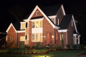 Home exterior at night