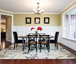 Dining Room features mission style wainscoting